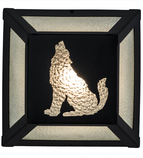 Meyda Lighting Lone Wolf 10" Black Wall Sconce With Clear Seeded Shade Glass