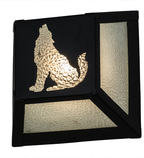 Meyda Lighting Lone Wolf 10" Black Wall Sconce With Clear Seeded Shade Glass