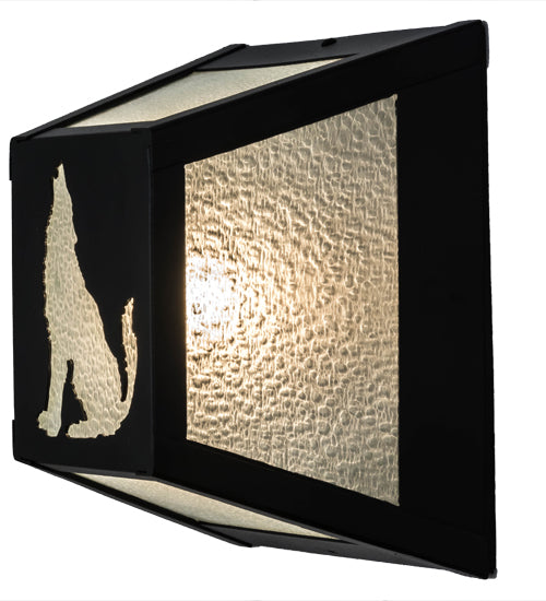 Meyda Lighting Lone Wolf 10" Black Wall Sconce With Clear Seeded Shade Glass