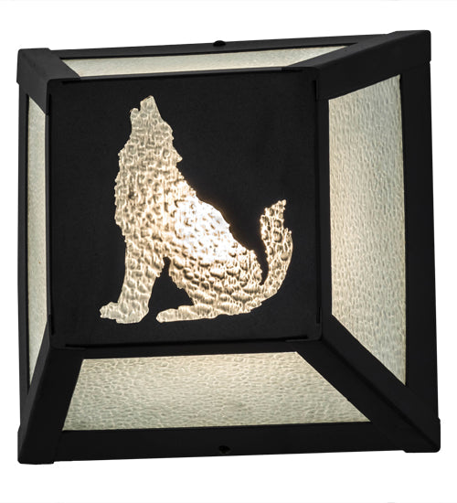 Meyda Lighting Lone Wolf 10" Black Wall Sconce With Clear Seeded Shade Glass