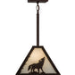 Meyda Lighting Lone Wolf 17" Mahogany Bronze Pendant Light With White Shade Glass