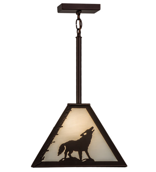 Meyda Lighting Lone Wolf 17" Mahogany Bronze Pendant Light With White Shade Glass