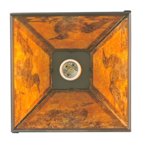 Meyda Lighting Loon 11" Mahogany Bronze Mini Pendant Light With Amber Mica Shade Glass