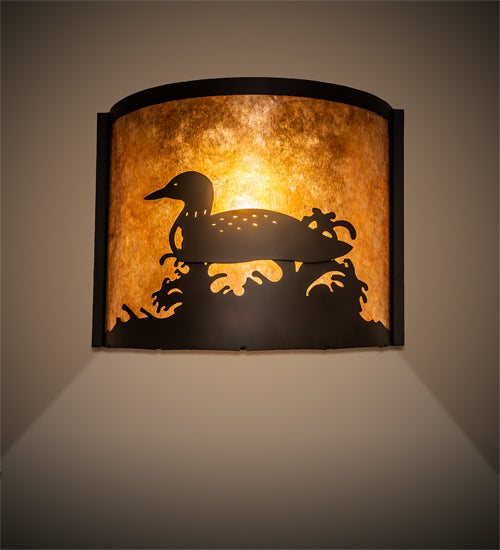 Meyda Lighting Loon 11" Oil Rubbed Bronze Wall Sconce With Amber Mica Shade Glass