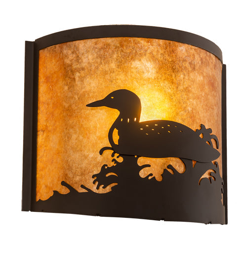 Meyda Lighting Loon 11" Oil Rubbed Bronze Wall Sconce With Amber Mica Shade Glass