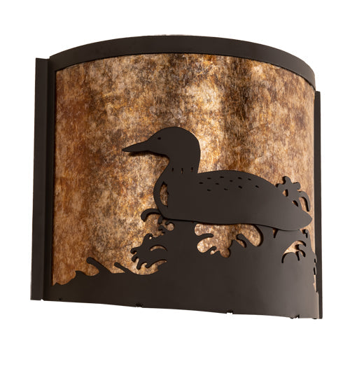 Meyda Lighting Loon 11" Oil Rubbed Bronze Wall Sconce With Amber Mica Shade Glass