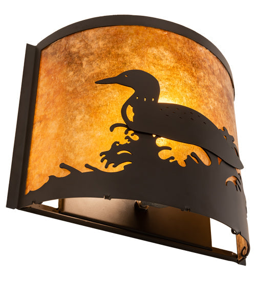Meyda Lighting Loon 11" Oil Rubbed Bronze Wall Sconce With Amber Mica Shade Glass