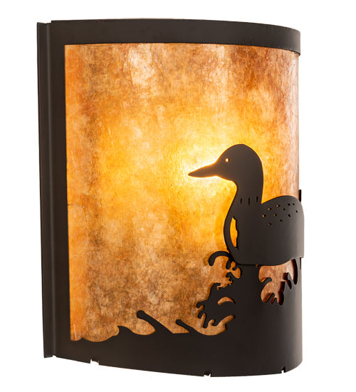 Meyda Lighting Loon 11" Oil Rubbed Bronze Wall Sconce With Amber Mica Shade Glass