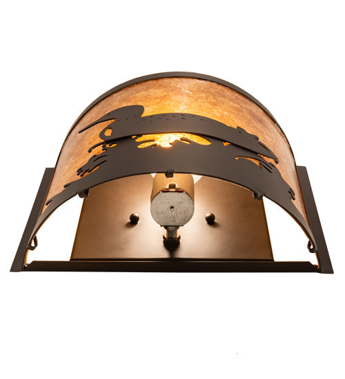 Meyda Lighting Loon 11" Oil Rubbed Bronze Wall Sconce With Amber Mica Shade Glass