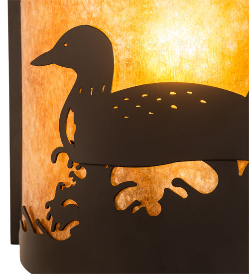 Meyda Lighting Loon 11" Oil Rubbed Bronze Wall Sconce With Amber Mica Shade Glass