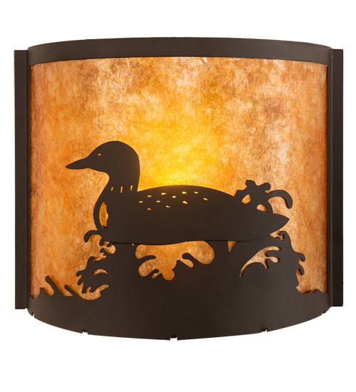 Meyda Lighting Loon 11" Oil Rubbed Bronze Wall Sconce With Amber Mica Shade Glass