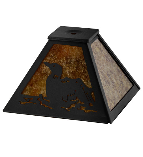 Meyda Lighting Loon 11" Textured Black Frame With Amber Mica Shade Glass