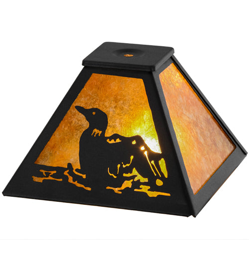 Meyda Lighting Loon 11" Textured Black Frame With Amber Mica Shade Glass