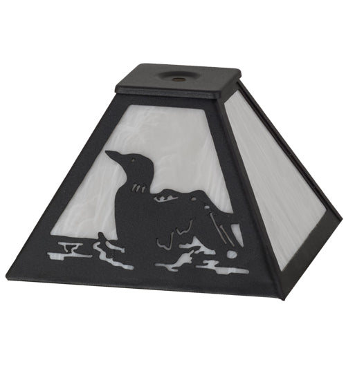 Meyda Lighting Loon 11" Textured Black Frame With Whitestone Acrylic Shade