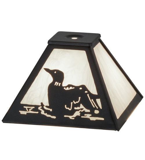 Meyda Lighting Loon 11" Textured Black Frame With Whitestone Acrylic Shade
