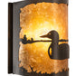Meyda Lighting Loon 12" Timeless Bronze Left Wall Sconce With Amber Mica Shade Glass
