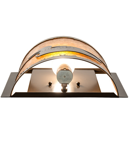 Meyda Lighting Loon 12" Timeless Bronze Left Wall Sconce With Amber Mica Shade Glass