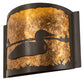 Meyda Lighting Loon 12" Timeless Bronze Right Wall Sconce With Amber Mica Shade Glass