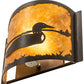 Meyda Lighting Loon 12" Timeless Bronze Right Wall Sconce With Amber Mica Shade Glass
