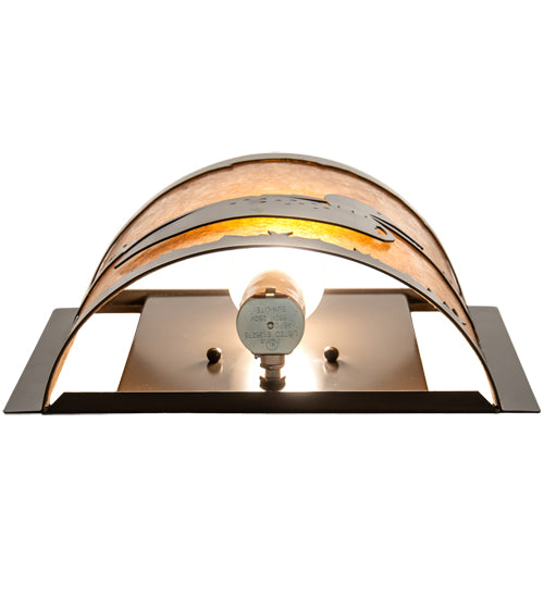 Meyda Lighting Loon 12" Timeless Bronze Right Wall Sconce With Amber Mica Shade Glass