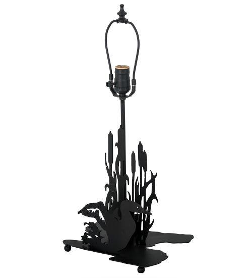 Meyda Lighting Loon 14" 2-Light Textured Black Table Lamp Base With Lighted Base