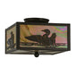 Meyda Lighting Loon 14" 2-Light Timeless Bronze Flush Mount Light With Beige Iridescent Shade Glass