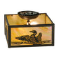Meyda Lighting Loon 14" 2-Light Timeless Bronze Flush Mount Light With Beige Iridescent Shade Glass