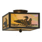 Meyda Lighting Loon 14" 2-Light Timeless Bronze Flush Mount Light With Beige Iridescent Shade Glass