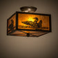 Meyda Lighting Loon 15" 2-Light Timeless Bronze Flush Mount Light With Amber Mica Shade Glass
