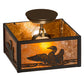 Meyda Lighting Loon 15" 2-Light Timeless Bronze Flush Mount Light With Amber Mica Shade Glass
