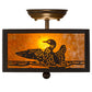 Meyda Lighting Loon 15" 2-Light Timeless Bronze Flush Mount Light With Amber Mica Shade Glass