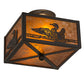 Meyda Lighting Loon 15" 2-Light Timeless Bronze Flush Mount Light With Amber Mica Shade Glass
