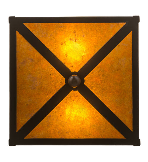 Meyda Lighting Loon 15" 2-Light Timeless Bronze Flush Mount Light With Amber Mica Shade Glass