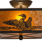 Meyda Lighting Loon 15" 2-Light Timeless Bronze Flush Mount Light With Amber Mica Shade Glass