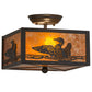 Meyda Lighting Loon 15" 2-Light Timeless Bronze Flush Mount Light With Amber Mica Shade Glass