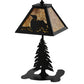 Meyda Lighting Loon 15" Textured Black Accent Table Lamp With Amber Mica Shade Glass