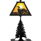 Meyda Lighting Loon 15" Textured Black Accent Table Lamp With Amber Mica Shade Glass