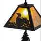 Meyda Lighting Loon 15" Textured Black Accent Table Lamp With Amber Mica Shade Glass