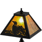 Meyda Lighting Loon 15" Textured Black Accent Table Lamp With Amber Mica Shade Glass