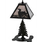 Meyda Lighting Loon 15" Textured Black Accent Table Lamp With Silver Mica Shade Glass