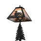 Meyda Lighting Loon 15" Textured Black Accent Table Lamp With Silver Mica Shade Glass