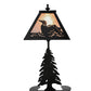 Meyda Lighting Loon 15" Textured Black Accent Table Lamp With Silver Mica Shade Glass