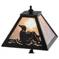 Meyda Lighting Loon 15" Textured Black Accent Table Lamp With Silver Mica Shade Glass