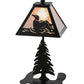 Meyda Lighting Loon 15" Textured Black Accent Table Lamp With Silver Mica Shade Glass