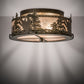 Meyda Lighting Loon 16" 2-Light Antique Copper Flush Mount Light With Silver Mica Shade Glass