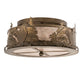 Meyda Lighting Loon 16" 2-Light Antique Copper Flush Mount Light With Silver Mica Shade Glass