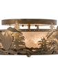 Meyda Lighting Loon 16" 2-Light Antique Copper Flush Mount Light With Silver Mica Shade Glass
