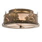 Meyda Lighting Loon 16" 2-Light Antique Copper Flush Mount Light With Silver Mica Shade Glass