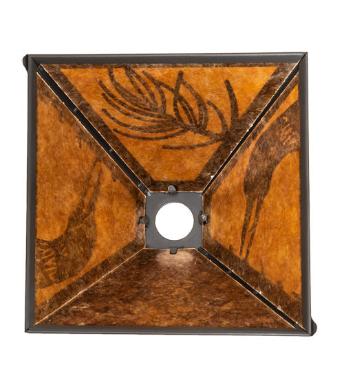 Meyda Lighting Loon 16" Pine Needle Wrought Iron Frame With Amber Mica Shade Glass