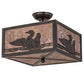 Meyda Lighting Loon 166369 20" 3-Light Timeless Bronze Flush Mount Light With Silver Mica Shade Glass